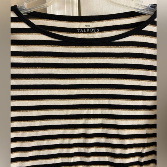 Talbots crewneck striped top pima cotton long sleeves Medium - Picture 4 of 6